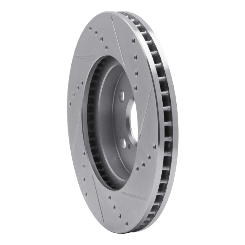 Lexus IS250 Brake Rotor (1) - Front Left - R1 Concepts - Drilled & Slotted - Silver - `02-`15